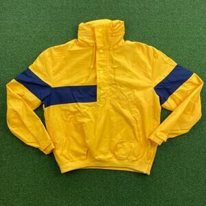 Vintage 90s Y2K Nike Anorak Windbreaker Yellow Navy Color Block Pullover Sz L